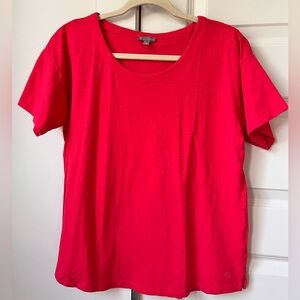 T by Talbots Red Scoop Neck Tee Shirt (Size LP)